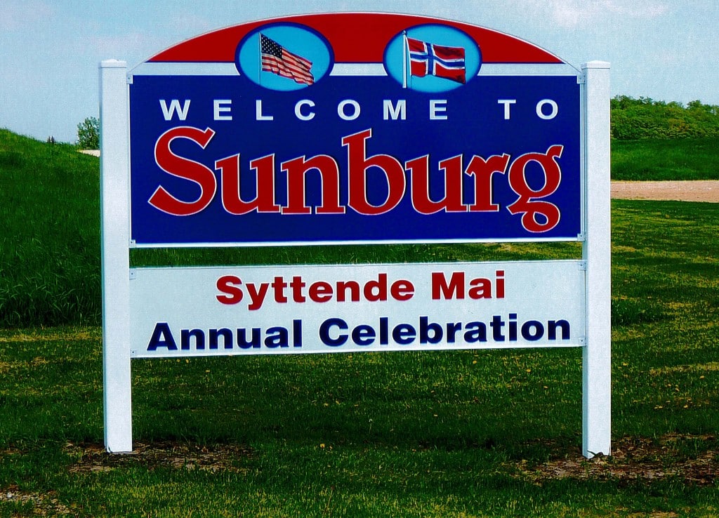 sunburg sign Kandiyohi County & City of Willmar, Minnesota